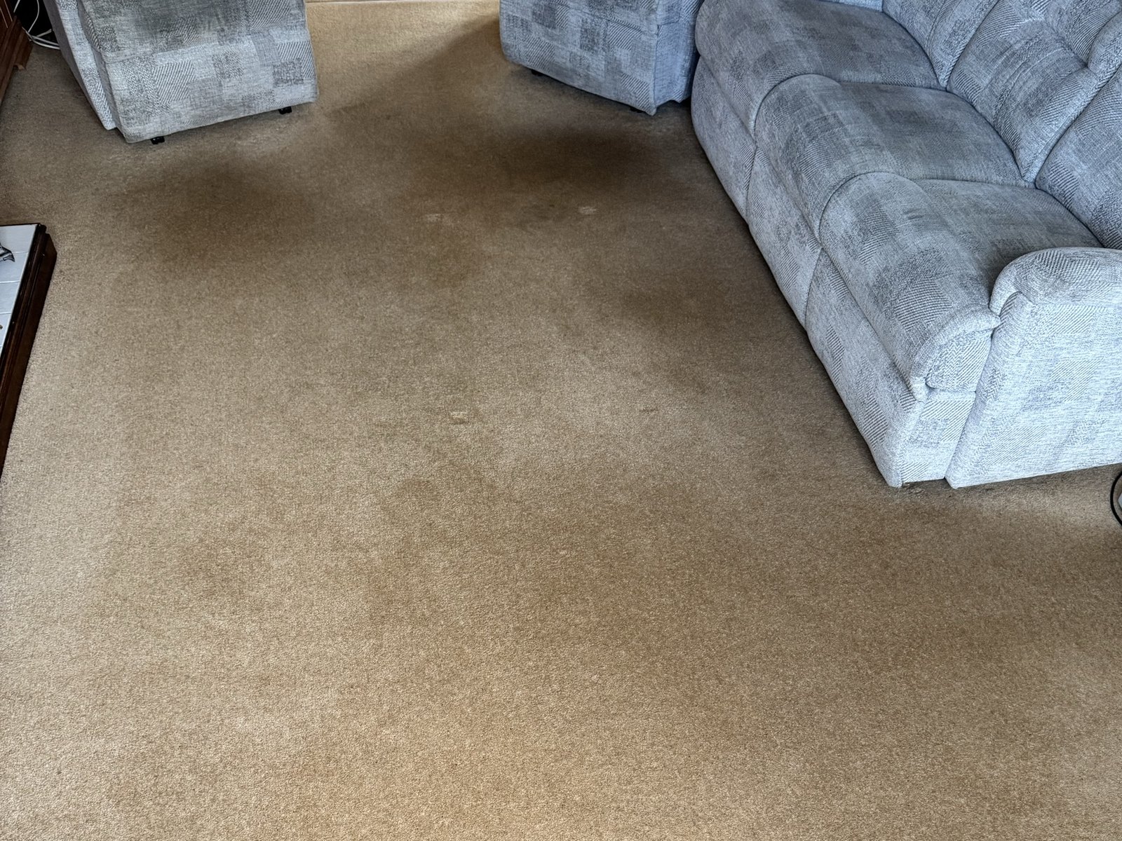 Beige lounge carpet, before cleaning