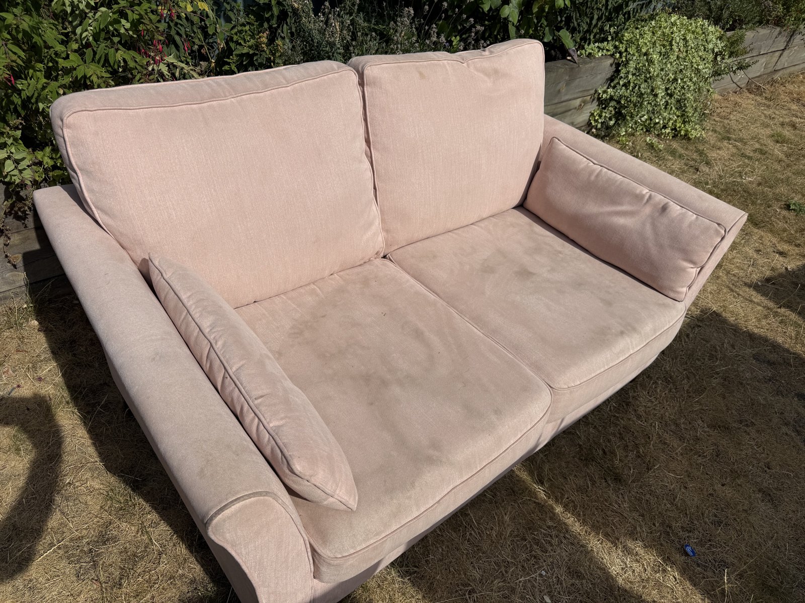 Two-seater fabric sofa, before cleaning